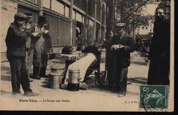 CPA Paris Vécu La Soupe Aux Halles Voyagée 1909 YT 137 CAD VONNAR AIN BOURG EN BRESSE 31.10.09 - Lotes Y Colecciones