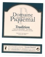 étiquette Vin Domaine Piquemal  Tradition  Côte Du Roussillon    Espira De L'Agly  66 - Languedoc-Roussillon