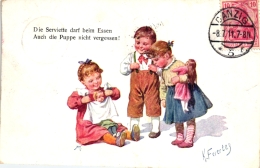 Spielende Kinder, Puppen, Sign. Feiertag, 1911 In Danzig Versandt - Feiertag, Karl