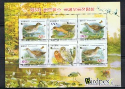 NORTH KOREA 2009 BIRDS MISS PERFORATION MINI SHEET (I) BIRDPEX 2010 - VERY RARE - Fehldrucke