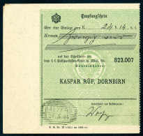 Beleg 1904, BALZERS, Strichstempel 26/5 04 Klar Auf Tadellosem Empfangsschein. - Autres & Non Classés