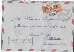 STORIA POSTALE REPUBBLICA - BUSTA CON LETTERA VIA AEREA BRASILE 1956 - Airmail