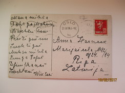 NORWAY , OSLO 1926 TO LATVIA ,  OLD POSTCARD , 0 - Covers & Documents