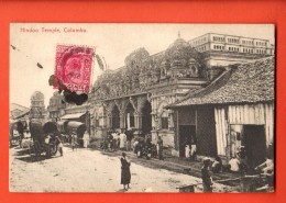Delcampe - IAO-03  Colombo Hindoo Temple, Cachet Frontal, Tache Vers Le Timbre. TRES ANIME. Used - Sri Lanka (Ceylon)