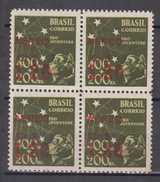 Brazil Brasil Mi# 657 ** MNH Block Of 4 Overprint 1944 - Unused Stamps