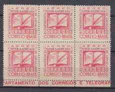 Brazil Brasil Mi# 642 ** MNH Block Of 6 LEX AMERICANA 1943 - Unused Stamps