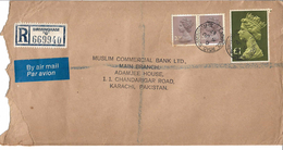 Great Britain Registered Airmail 1977 £1,  20p LARGE MACHIN SG1026 To Pakistan - Brieven En Documenten