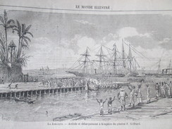 Gravure 1867 HAITI PORT AU PRINCE  Arrivée   à KINGSTON   Du Général   Geffrard  JAMAIQUE - Giamaica