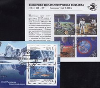 Coooperation Antarktis 1990 Sowjetunion Block 210+213 O 5€ EXPO Washington 1989 Philatelic Blocs Space Sheets Bf SU - Islas