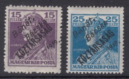 Hungary Banat Bacska 1919 Mi#37-38 Mint Hinged - Banat-Bacska