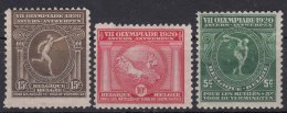 Belgium 1920 Sport Olympic Games Mi#159-161 Mint Hinged - Ongebruikt