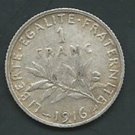 FRANCE - 1 FRANC 1916 - SEMEUSE - ARGENT  PIA20602 - 1 Franc