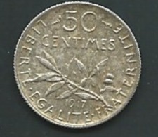 FRANCE - 50 CENTIMES 1917 SEMEUSE - ARGENT  PIA20605 - 50 Centimes