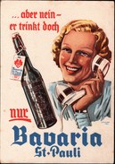 ! Alte Reklamekarte Werbung Bavaria St. Pauli Bier, Beer, Telefon, Telephone, Hamburg, Brauerei - Reclame