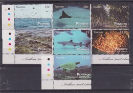2010 Penrhyn - Tourism Sheet 7v, Island Views, Reefs, Recifs, Riffe, Marine Life, Sunset, Shark, Corals MNH - Penrhyn