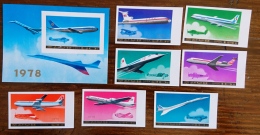 COREE DU NORD Concorde,  Tupolev, Avion, Plane. Yvert 1451A/H +BF  NON DENTELE, IMPERFORATE ** MNH - Aerei