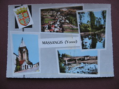 Delcampe - CPA CPSM 89 MASSANGIS Multivues Avec Blason Armoiries Canton CHABLIS - Migennes