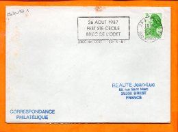 FINISTERE, Briec Sur Belon, Flamme à Texte, 26 Aout 1987, Fest Ste Cecile, Briec De L'Odet - Mechanical Postmarks (Advertisement)