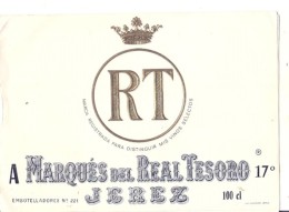 étiquette  - 1940/80 - Marqués Del Real Tesoro JEREZ - Witte Wijn