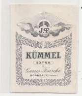 étiquette -1900/1930 - KUMEL EXTRA   Gares Fouchet - Bordeaux - Whisky