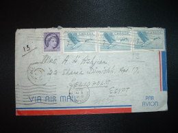 LETTRE Par AVION Pour EGYPTE (HELIOPOLIS) TP 7c X3 + TP 4c OBL.MEC. MONTREAL + OBL.MEC.16 VI 1957 MONTREAL P.Q. - Briefe U. Dokumente