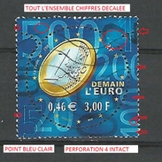 VARIÉTÉS  2001 N° 3402  DEMAIN L'EURO PHOSPHORESCENTE OBLITÉRÉ 0.50 € - Usati