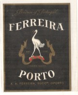 étiquette -  1920/50 - PORTO  FERREIRA  - Oporto - Animaux - Echassier Et Fer à Cxheval - Red Wines