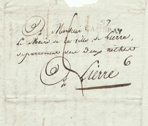 964/24 - Précurseur FRANCE 57 CAMBRAY 1812 Vers LIERRE - Port Encre 5 Décimes + 1 (RARE) (messager) = 6 Décimes - 1794-1814 (Période Française)