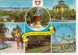 56250- VIENNA- PRATER AMUSEMENT PARK, FERRIS WHEEL, KIOSK, TRAIN, CLOWNS - Prater