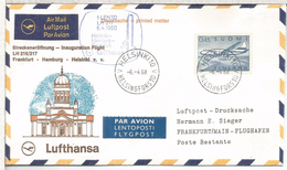 FINLANDIA LUFTHANSA 1968 PRIMER VUELO FRANFURT HAMBURG HELSINKI 1968 - Cartas & Documentos