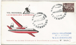 LUXEMBOURG PRIMER VUELO A LONDRES 1965 LUXAIR - Cartas & Documentos