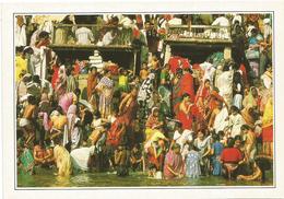 T2910 India - Benares - Le Scalinate Sul Gange - Cartolina Con Legenda Descrittiva - Asia