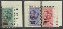 ITALY ITALIA 1945 CLN BARGE FRATELLI BANDIERA OVERPRINTED SERIE COMPLETA SOPRASTAMPATA COMPLETE SET MNH - Comité De Libération Nationale (CLN)