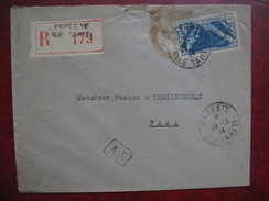 Lettre Oceanie Recommande Pour FAAA Avec AR De Papeete 1934 - Covers & Documents