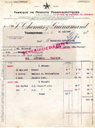 42 - TERRENOIRE - FACTURE FABRIQUE PRODUITS PHARMACEUTIQUES- PHARMACIE- J. THOMAS & GUINAMAND- CAMILLE JORIS-1922 - 1900 – 1949