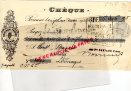 42 - ROANNE - CHEQUE BERTAUD FRERES- 1935- RARE - 1900 – 1949