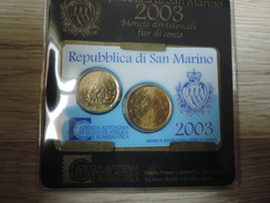 2003 -  SAINT MARIN - BU Officiel  Des Pièces De  20 & 50 Centimes -  Sous Blister  Scellé D'origine - 3 Scann - San Marino