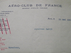 AERO-CLUB De FRANCE - Courrier Du 15 Mai 1923 - Commission D'Aviation - Aviation - Avion - A Voir ! - Altri & Non Classificati