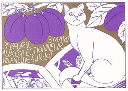 CHAT---47--VILLENEUVE SUR LOT--3e Bourse Aux Collectionneurs--3 MAI 87---illust.   J. M. PETEY---voir 2 Scans - Petey