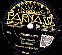 78 T. - 25 Cm - état  B - ORCHESTRE  SYMPHONIQUE - Valses Viennoises - ESTUDIANTINA - LE BEAU DANUBE BLEU - 78 T - Discos Para Fonógrafos