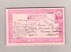 Türkei PERA 29.9.1908 Ganzsache 20p. Nach Egypten - Cartas & Documentos