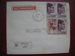 Lettre Recommande De  Papeete Tahiti  Pour Fare Huahine 1955 - Cartas & Documentos