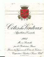 Etiquette De  Vin  Cotes Du Ventoux - Alkohole & Spirituosen