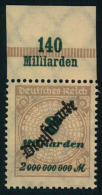 1923, 2 Mia Schlangenaufdruck Postfrisch Vom Oberrand. - Service