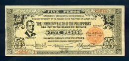 Banconota Philippines 5 Pesos Oro 1942 FDS - Filippine