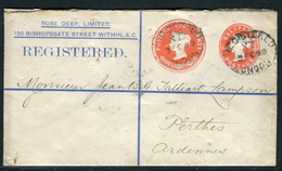 Grande Bretagne - Cover / Entier Postal En Recommandé De Londres Pour La France En 1899 Ref F341 - Entiers Postaux