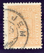 NORWAY 1867 Arms 2 Sk.  Used. Michel 12 - Used Stamps