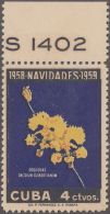 1958-294 CUBA REPUBLICA 1958 Ed.778 CHRISTMAS NAVIDAD ORCHILD ORQUIDEAS PLATE NUMBER. MANCHAS - Neufs