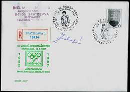 616-SLOVAKIA Cover Station.with Imprint Jan ZACHARA Autograph Olympic Champion In Boxing Gold-Helsinki 1952 300 Pcs 1997 - Summer 1952: Helsinki