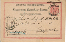 LBR38 - LEVANT AUTRICHIEN  CARTE POSTALE JERUSALEM / INSBRUCK FEVRIER 1895 - Levant Autrichien
